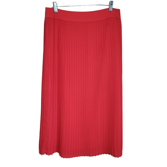 J.Crew Factory Pleated Lined Midi Skirt in Coral Red, Size 6 - Picture 3 of 6